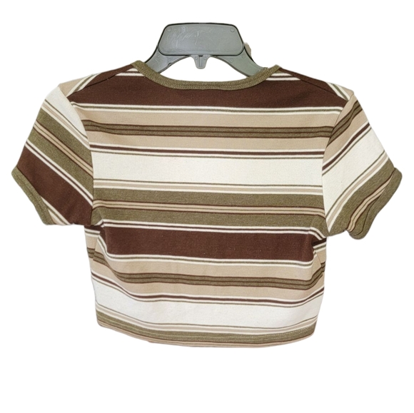 Y2K Accomplice Striped Front Wrap Crop Top - Picture 2 of 8